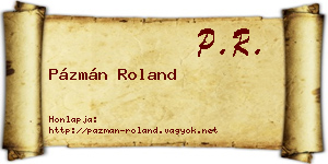 Pázmán Roland névjegykártya