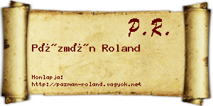 Pázmán Roland névjegykártya